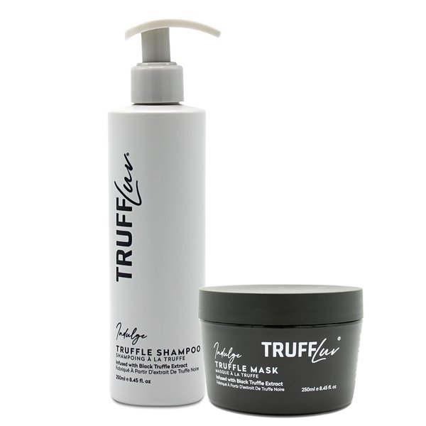 TruffLuv | Indulge Collection Truffle Shampoo & Mask, Infused with Black Truffle Extract, Clarifying Cleansing Shampoo, Hydrating & Strengthening Hair Mask, Paraben Free, Sulfate Free, 8.45 Fl Oz Duo