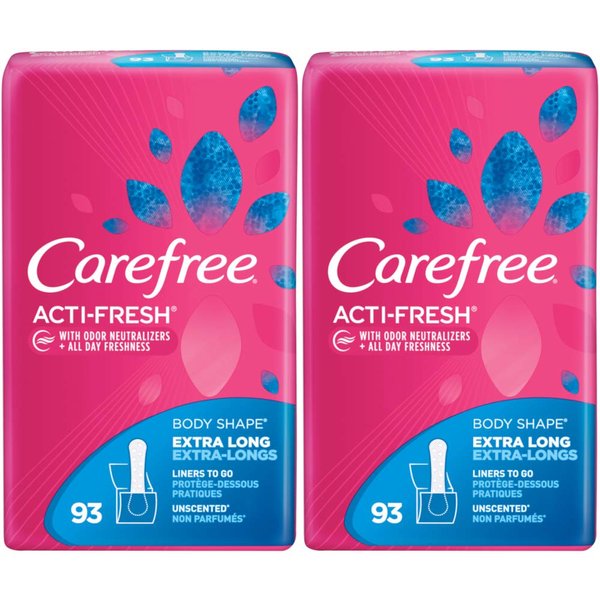 Carefree Body Shape Extra Long Unscented, 93 Count (Pack of 2)