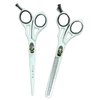 Rust Free Stainless Steel Barber Scissors Set With A Leather Case and Thinning Shears Perfect For Use In Barbershops, Salons, And At Home Great Gift For Hairstylists And Grooming White and Black