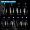 DAZHICN 500 PCS Almond Nail Tips, 10 Sizes Full Cover Nail Tips, Long Nail Tips for Nail Extension, Pre Shaped Nail Tips for DIY Nail Salon (Clear Almond-500 PCS)