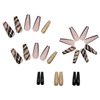 Press on Nails Long Glossy Artificial Coffin Fake Nails with Black Gold Foil Designs Full Cover Reusable False Nails Black French Tips Acrylic Stick on Nails for Women DIY Manicure Tips Decorations