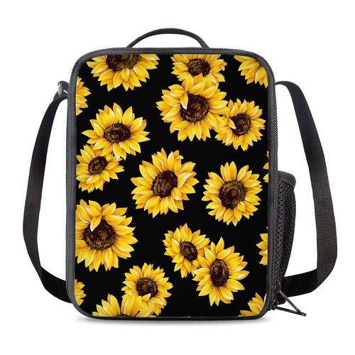 PrelerDIY Sunflower Lunch Bag Carrying Tote Insulated School Picnic Lunchbox Reusable Snack Bag for Girls Boys
