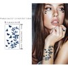 30 Sheets Semi-Permanent Tattoos for Women Girls Kids Realistic Waterproof Temporary Tattoos Crown Floral Rose Dark Blue Fake Tattoos, Lasting 1-2weeks Tiny Tattoo Stickers (Flower)