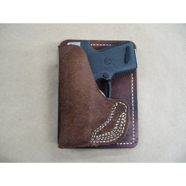 Inside The Pocket Leather Concealment Handgun Wallet Holster for Kimber Micro 380 CCW RH Brown