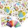 Faccito Easter Coloring Tablecloth 108 x 54 Inch Easter Bunny Egg Coloring Poster with 24 Crayons Easter Giant Paper Table Cover for Easter Holiday Party Favors School Family Activities