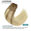Lacer Natural Hair Extensions Clip in Human Hair 120g 7pcs with 16 Clips B#8/60 Light Brown Fading to Platinum Blonde Ombre Human Hair Extensions for Women 18 Inch