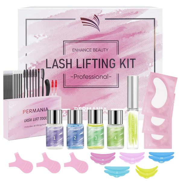 PERMANIA Lash Lift Kit, Professional Eyelash Perm Kit for Beginners Friendly Last up to 6 Weeks Salon Grade Eyebrow Lamination Kit