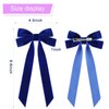 2PCS Velvet Hair Bows Ribbon Hair Clips, Ponytail Holder Slides Metal Clips French Barrette Big Fall Alligator Hair Clips Hair Accessories for Women Girls Toddler (Blue-A)