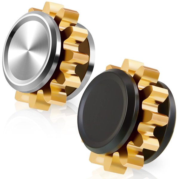 2 Pieces Copper Gear Metal Spinner Toy Small Fidget Toy Solid Metal Brass Gear Mini Steel Bearing for Adults Copper Gear Design Boredom Killing Time Toys (Black, Silver, Gold)