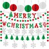 Christmas Party Decorations Happy Christmas Paper Banner with Merry Christmas Paper Banner Set, Christmas Honeycomb Ball Hanging Decorations and Spiral Decorations Indoor Outdoor Decor