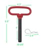 X-Haibei Head Towing Hitch Pin and Clip 5/8 x 4 inch for Trailer, Tractor Truck, Towing Cargo, Receiver Hitch Pin, Red Handle, 2 Pack