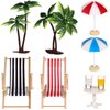 Mini Umbrella Palm Chair Beach Miniature Accessories Mini Umbrella Palm Chair Miniature Toys Dollhouse Outdoor Accessories Micro Landscape Beach Cake Decorations