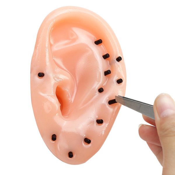 Pimple Popper Toy, Ear Shaped Blackheads Acne Remover Set, Fake Ear Zit Popping Mochi Squeezies Squeeze with Upgraded Tweezers for Stress Relief Decompression for Adults Novelty Fun Fan