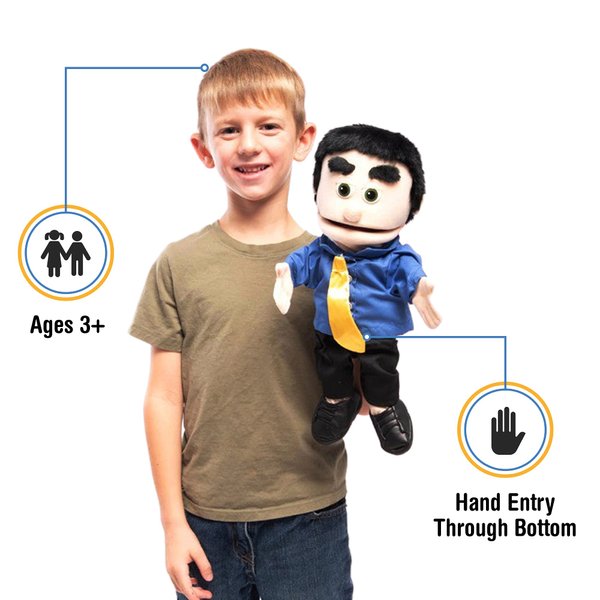 14" George, Peach Dad/Businessman, Hand Puppet
