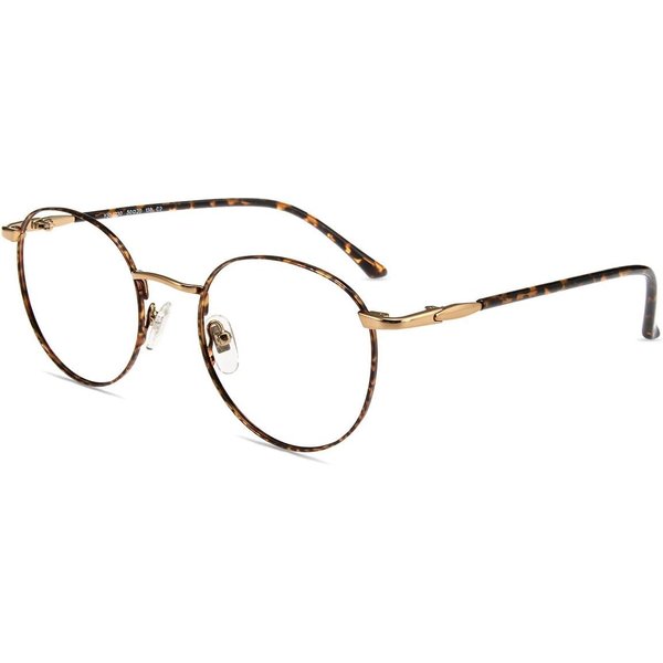 Firmoo Blue Light Blocking Glasses, Anti Eyestrain Computer Glasses, Round Tortoise Shell Metal Eyewear Frames for Women/Men(+0.00)