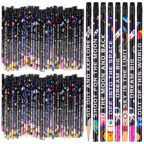 Kolewo4ever 200 Pieces Space Theme Pencils Outer Space Pencils Fun Astronaut Pencils Planet Rocket Space Ship Pencils for Classrooms, Student Reward, Space Party Favors