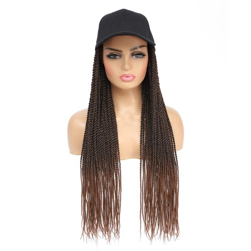 AliRobam Hat Wigs Baseball Cap with Senegalese Twist Braids Hair extensions Hat With Braided Hair attached for Black White woman (24inch, T30)