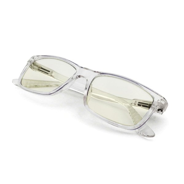 J+S Vision Blue Light Shield Computer/Gaming Glasses - 0.0 Magnification - Anti blue light 100% UV protection - Low Color Distortion Lens, Classic Rectangle Clear Frame