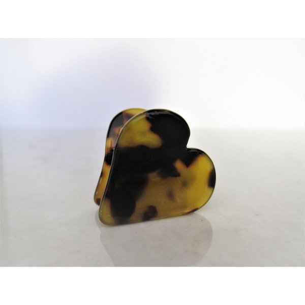 Generic Small mini brown marbled tortoise heart shaped hair claw clip