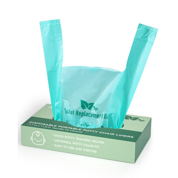 Compostable Disposable Potty Liners for Toddlers,AYOTEE 2 Gallon 100 Counts Compost Portable Potty Bags Potty Training Bags, Compatible Bedside Commode Liners Potty Chair Liners, Toilet Bags for Kids