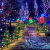 Windpnn Upgraded 4-Pack Solar Christmas Garden Stake Lights, Decorative Xmas Tree Solar Christmas Yard Stake Outdoor Waterproof Christmas Pathway Lights for Christmas Decoration Garden Patio Yard