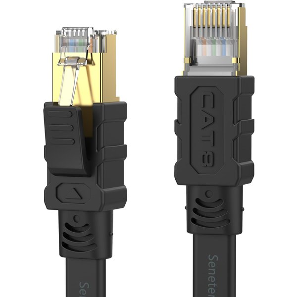 Senetem Cat 8 Ethernet Cable 30FT, High Speed 40Gbps 2000Mhz Flat Internet Network Patch Cord, RJ45 Shielded Outdoor&Indoor LAN Cable, Compatible for Gaming, PC, PS5/4/3, Xbox, Modem, Router