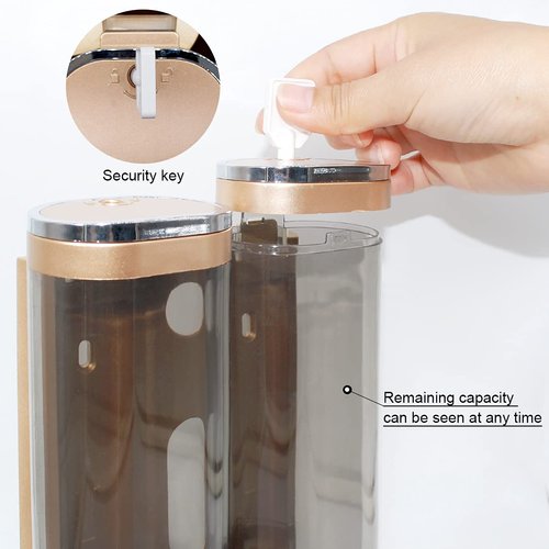 2-Chamber Soap Dispensers Wall Mount,400ml Bathroom Shower Pump Dispenser,Press Manually Lotion Shower Soap Dispenser Usefor Home,Bath,Kitchen,Hotels,Restaurants(Champagne)