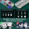 Mixed Color + AB and Clear Round Rhinestones for Nails Kit, Flatback Colorful Iridescent Chameleon Glass Crystal Gem for Professional DIY Manicure with Pickup Pencil Tweezer