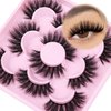 FANXITON Mink Lashes Fluffy 6D Volume False Eyelashes Fluffy Strip 15-18MM Fake Lashes 100% Handmade Lightweight 5 Pairs Pack Faux Mink Lashes (FD02)