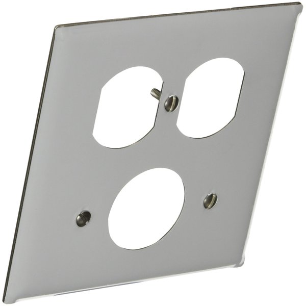 Hubbell Wiring Device-Kellems Single/Duplex Wall Plate,2 Gang,Silver, 500878