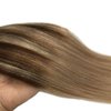 GOO GOO Clip in Hair Extensions Real Human Hair, 14inch 120g 7Pcs, 4/18 Balayage Chocolate Brown Highlighted Dirty Blonde, Remy Human Hair Extensions Clip ins for Women, Natural Human Hair