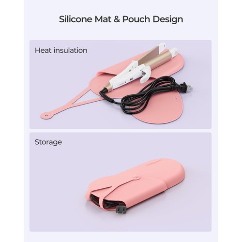 FURIDEN Lite Resistant Silicone Mat Pouch for Flat Iron, Curling Iron, Hot Hair Tools - Pink