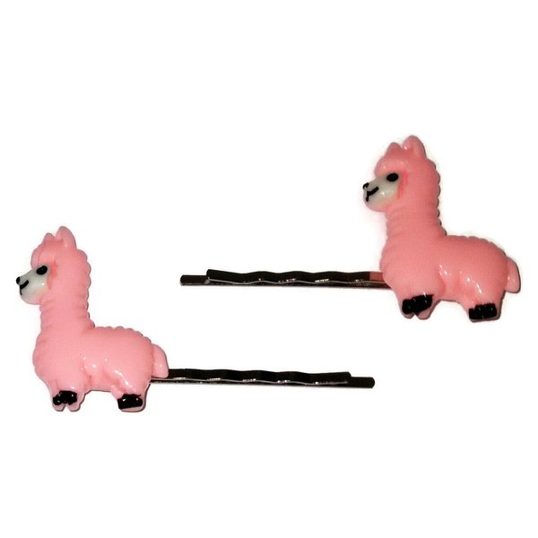LLAMA Animal - Handmade Bobby PIn Hair clips - Set of 2