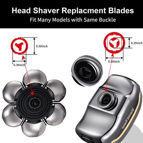 7D Head Shaver Replacement Heads, Head Shavers for Bald Men, Head Shaver Replacement Blade, Bald Head Shavers for Men, Electric Shaver Blades Replacement, Electric Razor for Men(Silver)