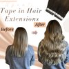 Ugeat Tape in Hair Extensions Human Hair 18Inch Balayage Dark Brown Fading to Platinum Blonde Hair Extensions Tape in 50G Tape Seamless Hair Extensions 20Pieces Real Human Hair Extensions