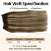 Hand Tied Weft Hair Extensions Human Hair 16 Inch Sew in Hair Extensions Real Human Hair Sew in Hair Bundles Ombre Balayage Medium Brown to Honey Blonde Human Hair Weave Bundles Sew in Hair Wefts