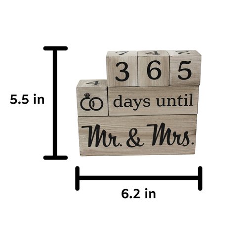 Wedding Countdown Calendar Wooden Blocks - Engagement Gifts - Bride to Be - Bridal Shower Gifts - Bride Gifts - Engagement Gifts for Couples - Engaged - Rustic Finish with Black Numbers