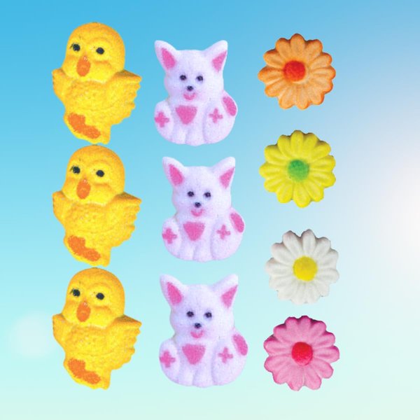 Easter Lovable Assortment Sugar Decorations for Cakes and Cupcakes Food Decoration 12 count