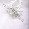 Jumwrit Wedding Flower Hair Comb Rhinestone Hair Comb with Leaves Bridal Hair Accessories Headpiece for Women Wedding（Silver）