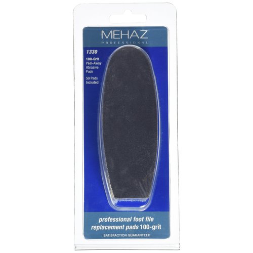 Mehaz Professional Stainless Steel Foot File Replacement Pad, 100 Grit, 50 Count
