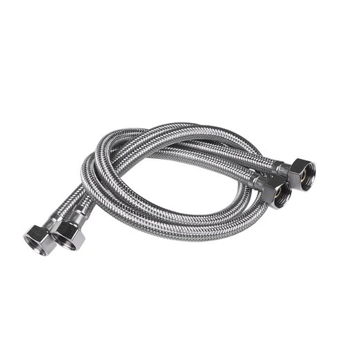 Vataler Faucet Line Connector Braided 304 Stainless Steel Supply Hose 1/2 I.P. Female Thread to 1/2 I.P. Female Straight Thread Faucet Hose Replacement (One Pair) (24 Inch)