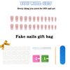 24Pcs Acrylic Press on Nails Medium Square Fake Nails Pink Ombre Glue on Nails False Nails with Gloss Glittering Powder Designs Nails Press on Artificial Nails Stick on Nails for Women Girls