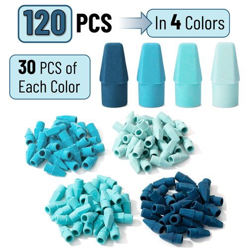 Mr. Pen- Pencil Erasers Toppers, 120 Pack, Blue Shades, Erasers for Pencils, Pencil Top Erasers, Pencil Eraser, Eraser Pencil, Pencil Cap Erasers, Eraser Caps, Eraser Tops, Pencil Topper Erasers