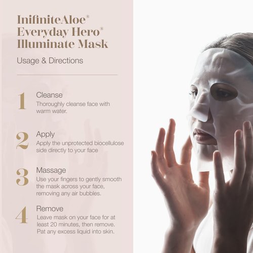 InfiniteAloe Biocellulose Fiber Face Mask, Everyday Hero Illuminate Brightening Face Mask