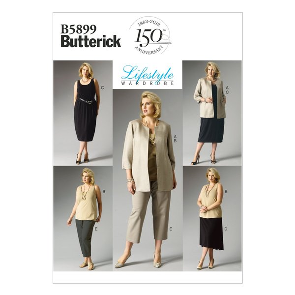BUTTERICK PATTERNS B5899 Women's Jacket/Top/Dress/Skirt and Pants Sewing Patterns, Sizes 18W-20W-22W-24W