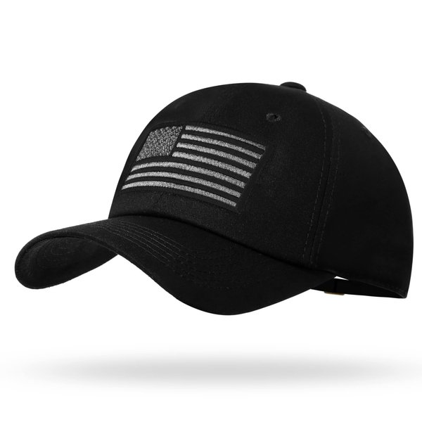 American Flag Hat Men Women Adjustable USA Baseball Cap Low Profile Plain Dad Hat Outdoor Ball Cap Black