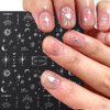 8 Sheets Metallic Silver Nail Stickers for Women 3D Star Moon Sun Nail Decals for Nail Art Supplies Bronzing Silver Nail Sticker Pegasus Butterfly Nail Art Stickers Self-Adhesive Stickers for Nails