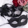 SIQUK Couple Masquerade Masks Sequins Venetian Party Plastic Halloween Costume Rhinestone Mardi Gras Mask for Women and Men, Black