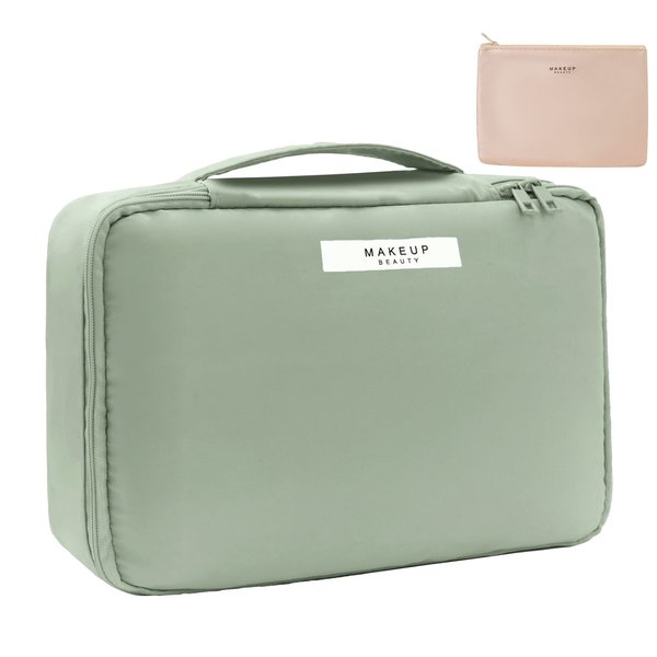 Queboom Travel Makeup Bag Cosmetic Bag Makeup Bag Toiletry bag for women and girls (Green)