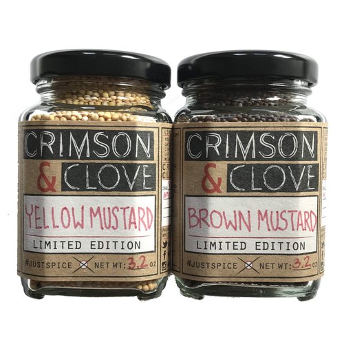 Mustard Seed Pair by Crimson & Clove. Whole Brown and Yellow Mustard Seeds 3.2 oz. Each
